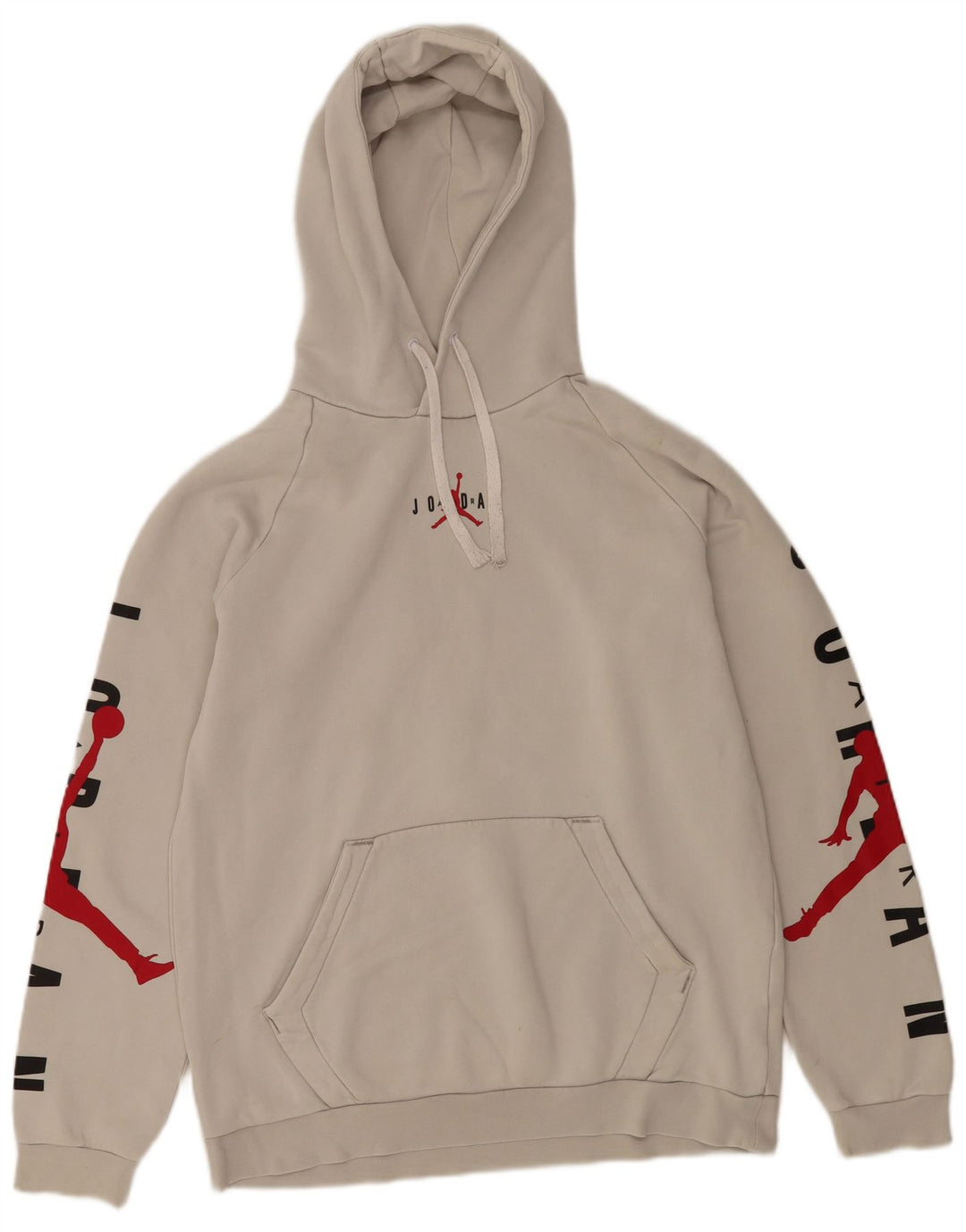 JORDAN Mens Graphic Hoodie Jumper Medium White Cotton