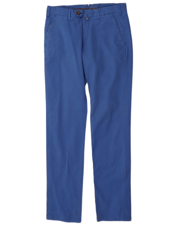 Massimo Dutti Mens Slim Suit Trousers EU 42 Large W32 L34 Blue Cotton