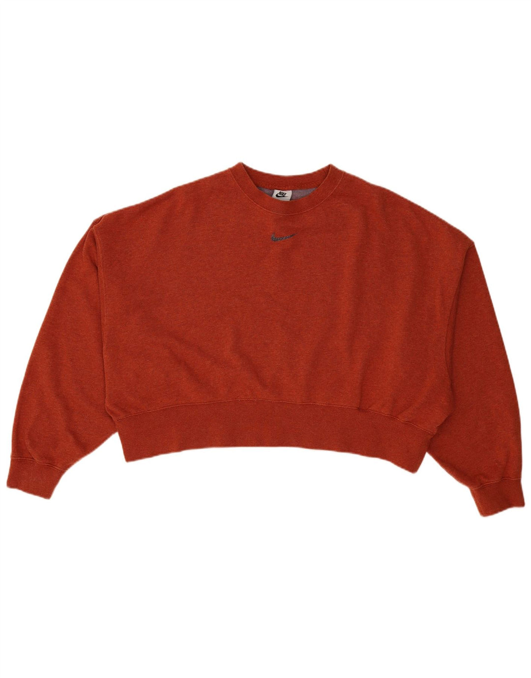 Nike Womens Crop Oversized Sweatshirt Jumper UK 10 Small Orange Cotton