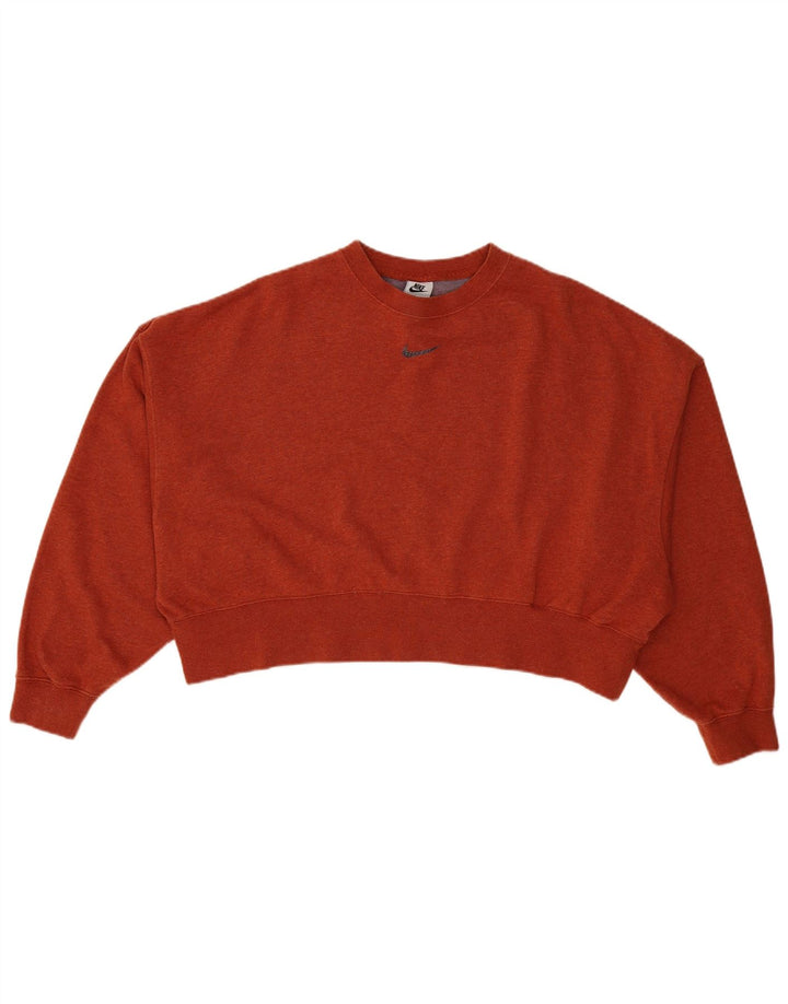 Nike Womens Crop Oversized Sweatshirt Jumper UK 10 Small Orange Cotton