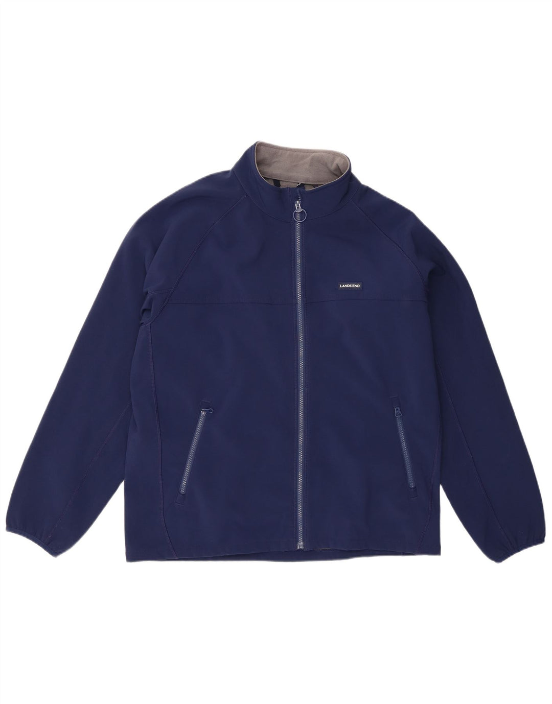 Lands End Mens Tracksuit Top Jacket Large Navy Blue Polyester