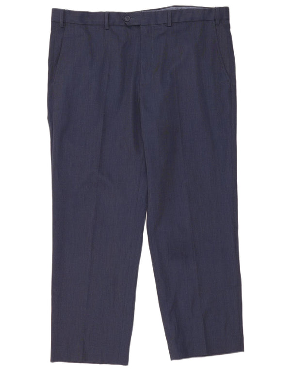 Marks & Spencer Mens Straight Suit Trousers W40 L29 Navy Blue Polyester