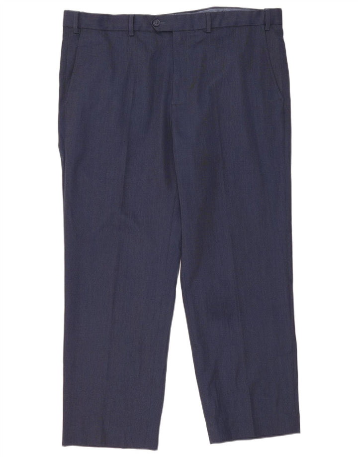 Marks & Spencer Mens Straight Suit Trousers W40 L29 Navy Blue Polyester