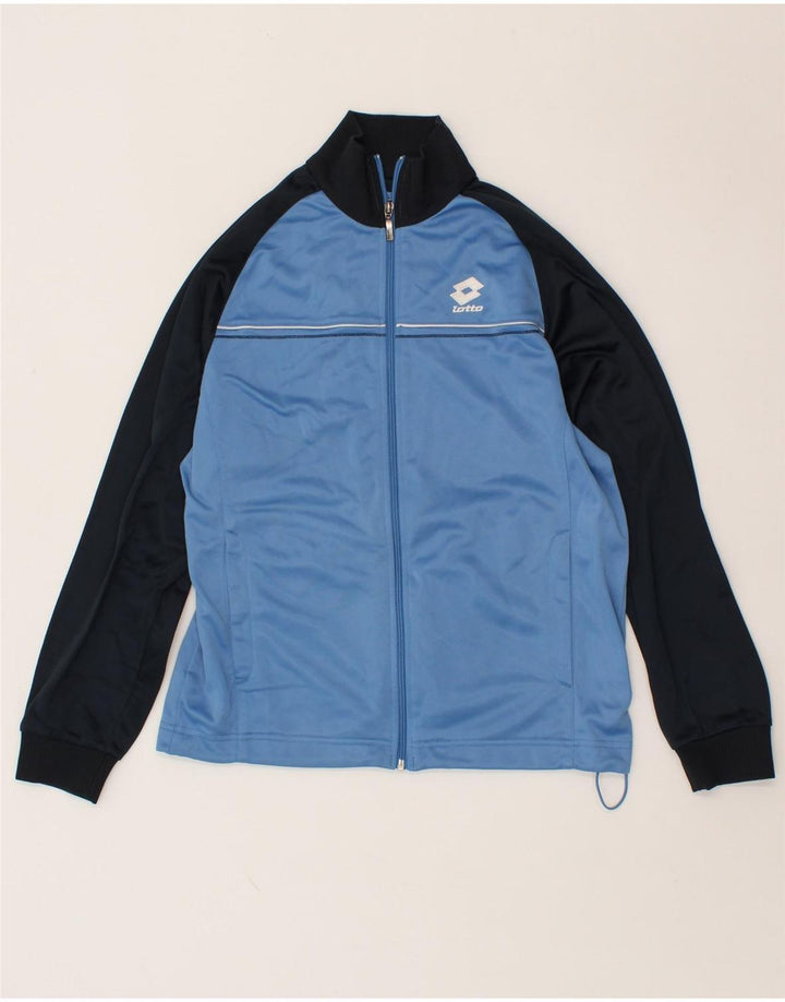 LOTTO Womens Tracksuit Top Jacket UK 16 Large Blue Colourblock Polyester Vintage Lotto and Second-Hand Lotto from Messina Hembry 