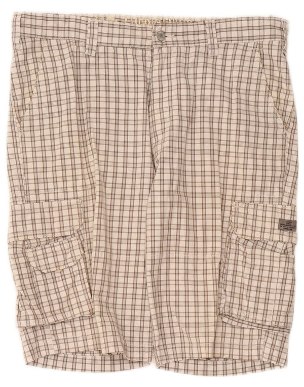 Americanino Mens Cargo Shorts W34 Large Beige Check