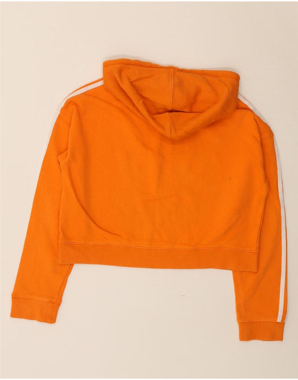 ADIDAS Womens Oversized Crop Hoodie Jumper UK 8 Small Orange Cotton
