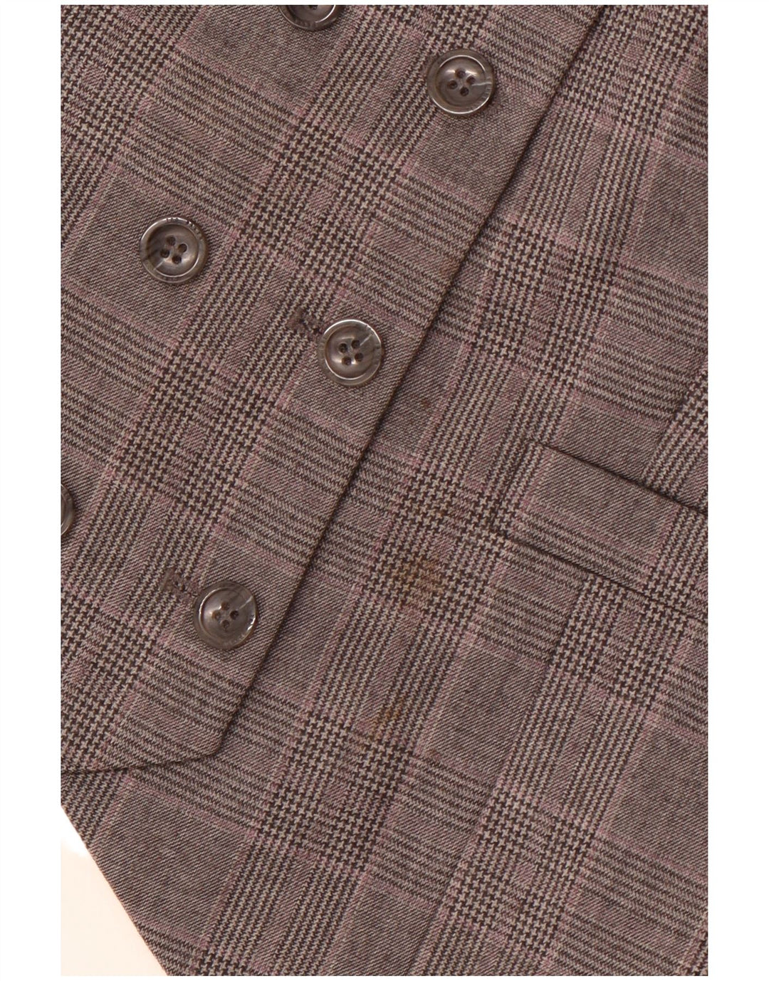 TED BAKER Womens Double Breasted Waistcoat Size 2 Small Grey Check Wool