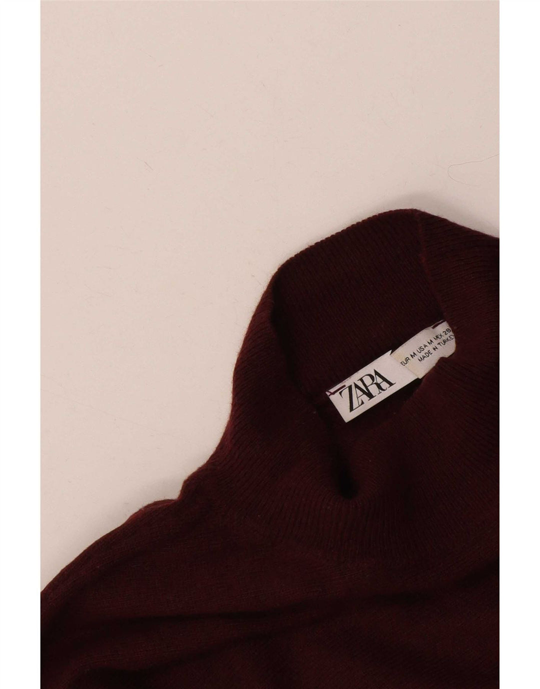 Zara Womens Oversized Turtle Neck Jumper Sweater UK 14 Medium Burgundy
