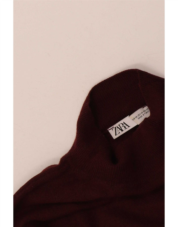 Zara Womens Oversized Turtle Neck Jumper Sweater UK 14 Medium Burgundy