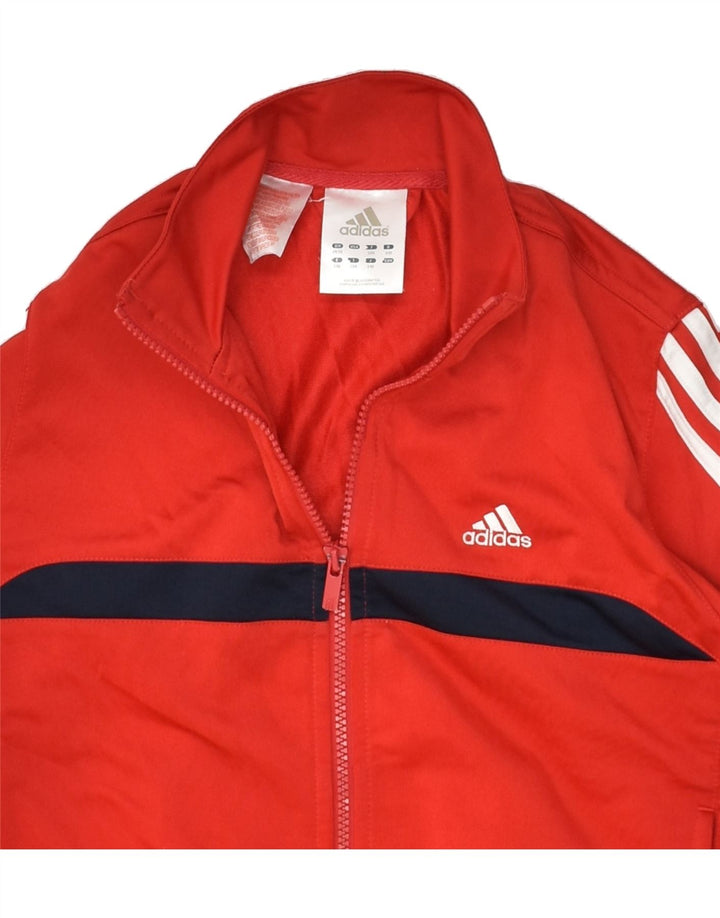 ADIDAS Boys Tracksuit Top Jacket 9-10 Years Red Striped Polyester | Vintage Adidas | Thrift | Second-Hand Adidas | Used Clothing | Messina Hembry 