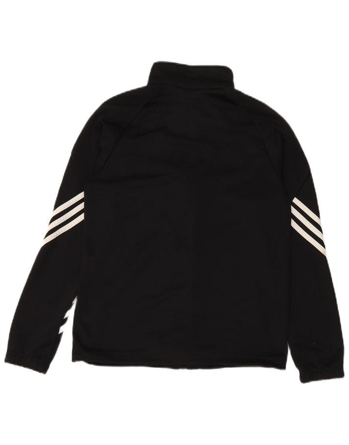 ADIDAS Boys Climalite Tracksuit Top Jacket 11-12 Years Black Polyester