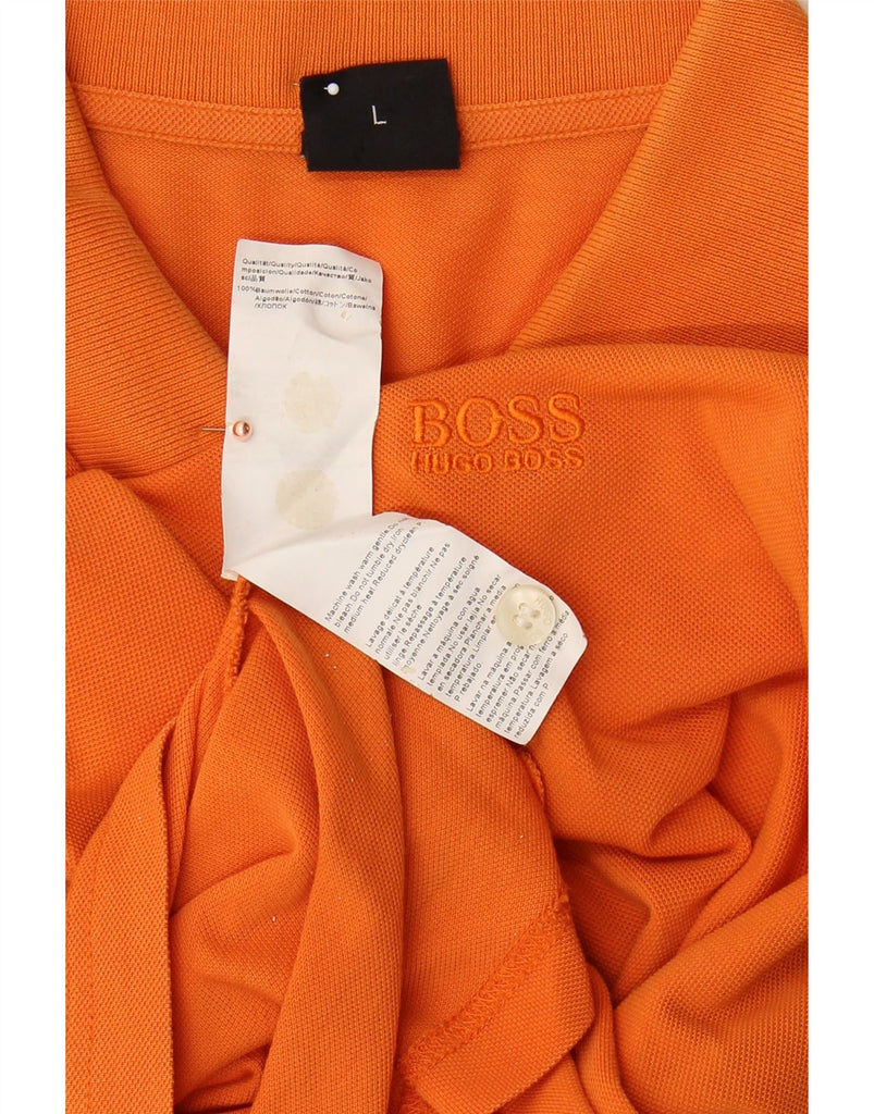 HUGO BOSS Mens Polo Shirt Large Orange Cotton Vintage Hugo Boss and Second-Hand Hugo Boss from Messina Hembry 