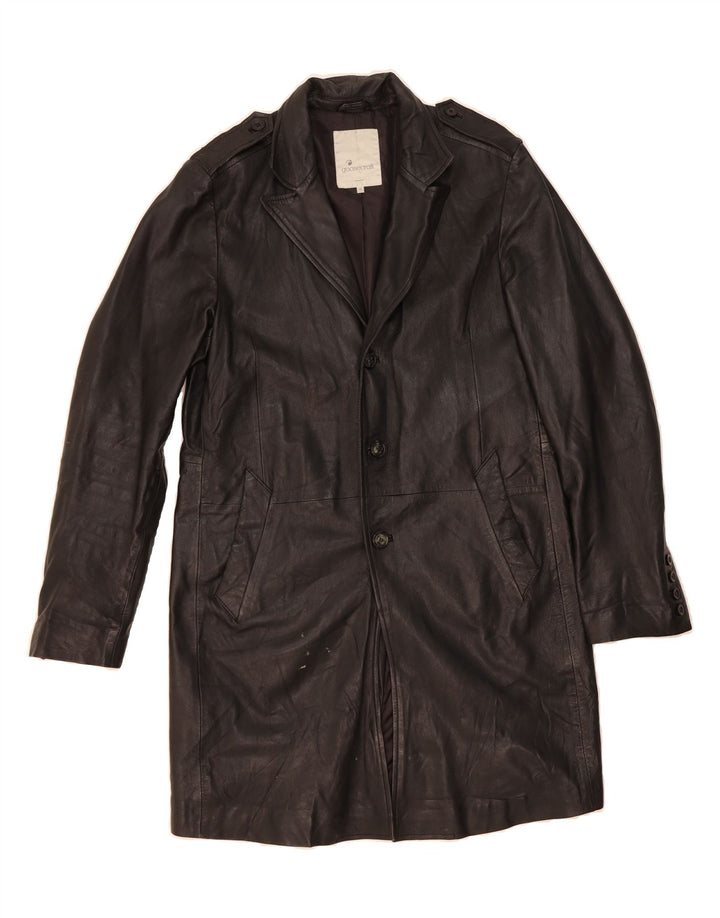 VINTAGE Mens Leather Coat UK 38 Medium Black Leather Vintage Vintage and Second-Hand Vintage from Messina Hembry 