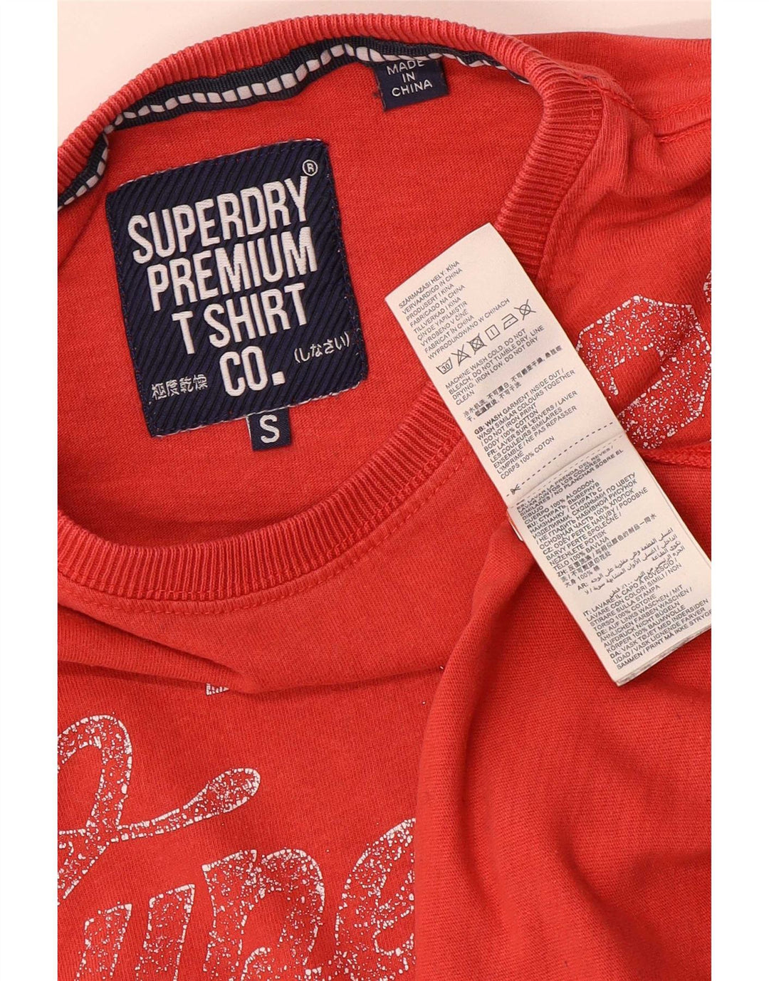 Superdry Mens Graphic T-Shirt Top Small Red Cotton