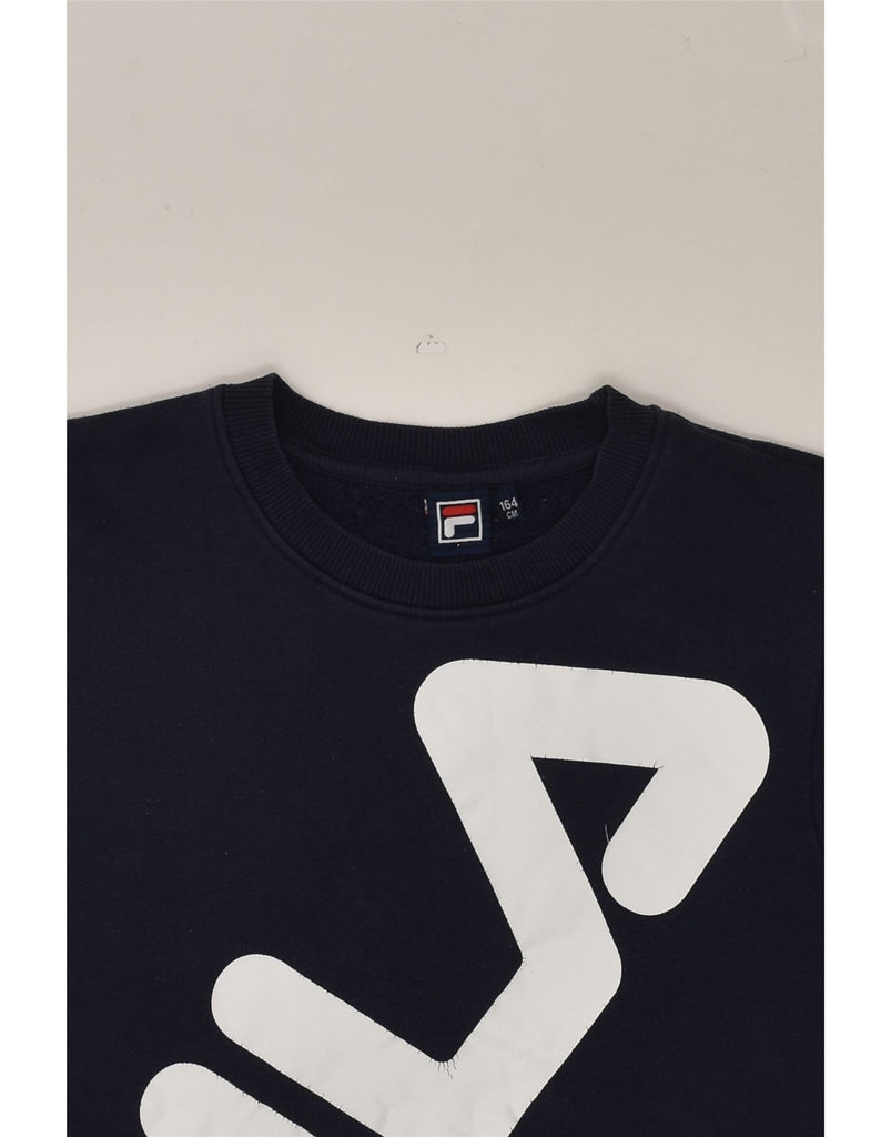 FILA Boys Graphic Sweatshirt Jumper 13-14 Years Navy Blue | Vintage Fila | Thrift | Second-Hand Fila | Used Clothing | Messina Hembry 