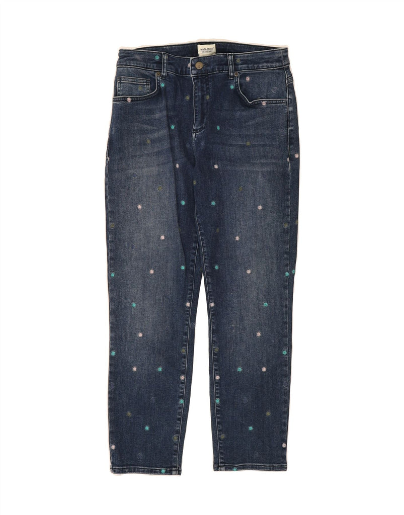 WHITE STUFF Womens Crop Straight Jeans UK 10 Small W28 L25 Blue Floral Vintage White Stuff and Second-Hand White Stuff from Messina Hembry 