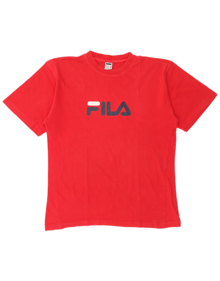 Fila Mens Graphic T-Shirt Top IT 50 Medium Red Cotton