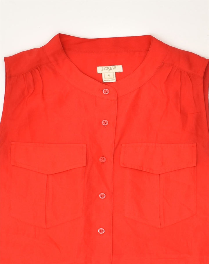 J. CREW Womens Sleeveless Shirt Blouse US 4 Small Red Polyester | Vintage J. Crew | Thrift | Second-Hand J. Crew | Used Clothing | Messina Hembry 
