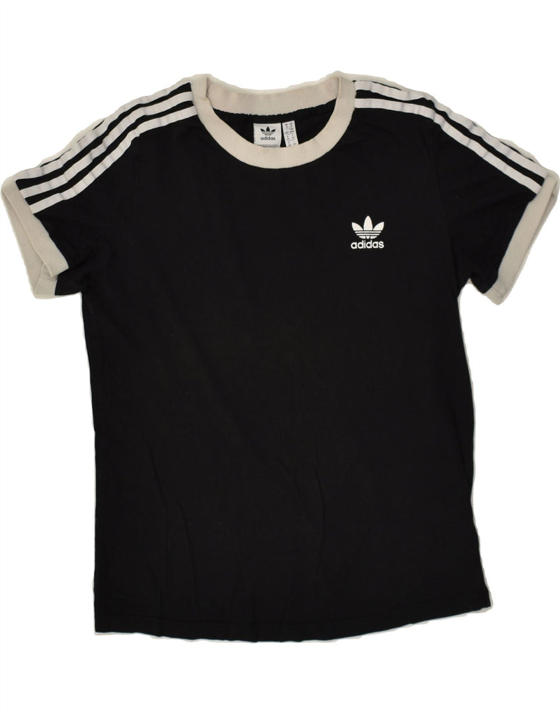 ADIDAS Womens Graphic T-Shirt Top UK 14 Large Black Cotton | Vintage Adidas | Thrift | Second-Hand Adidas | Used Clothing | Messina Hembry 