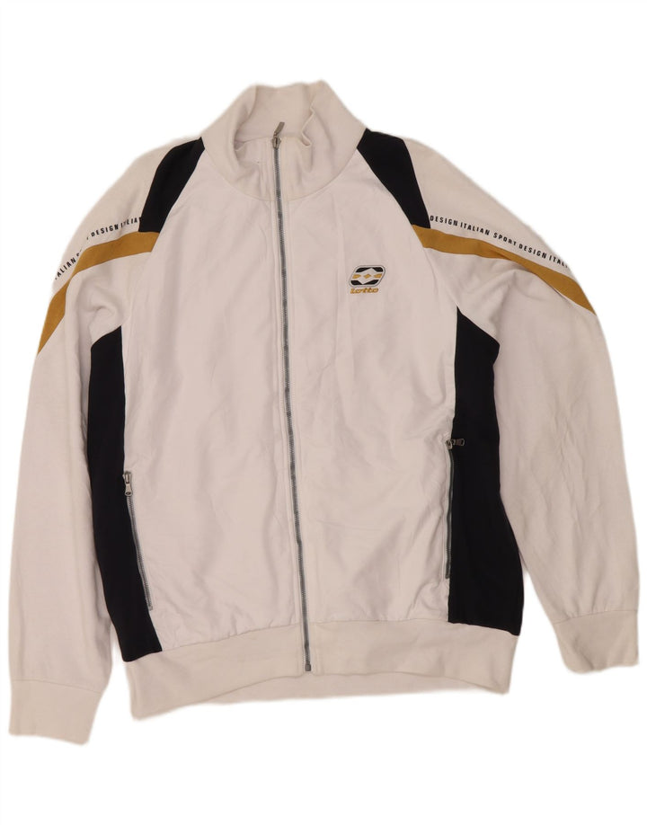 Lotto Mens Graphic Tracksuit Top Jacket XL White Colourblock Polyester