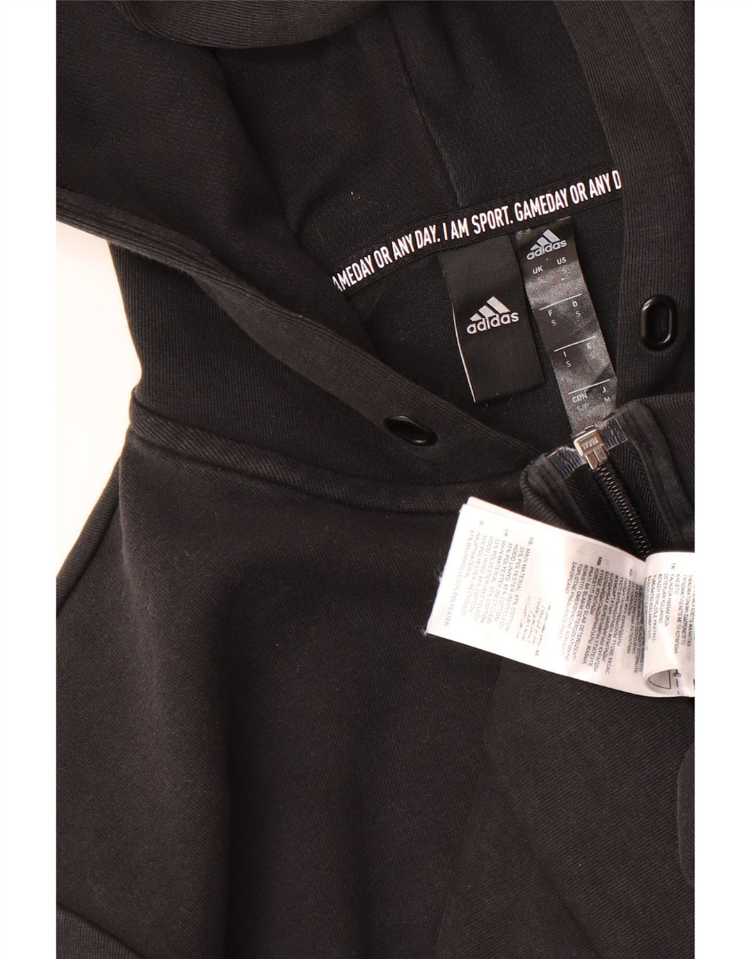 Adidas Mens Zip Hoodie Sweater Small Black Cotton