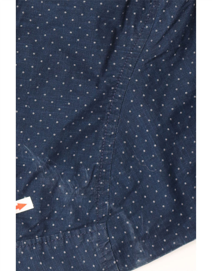JACK & JONES Mens Shirt Large Navy Blue Spotted Cotton