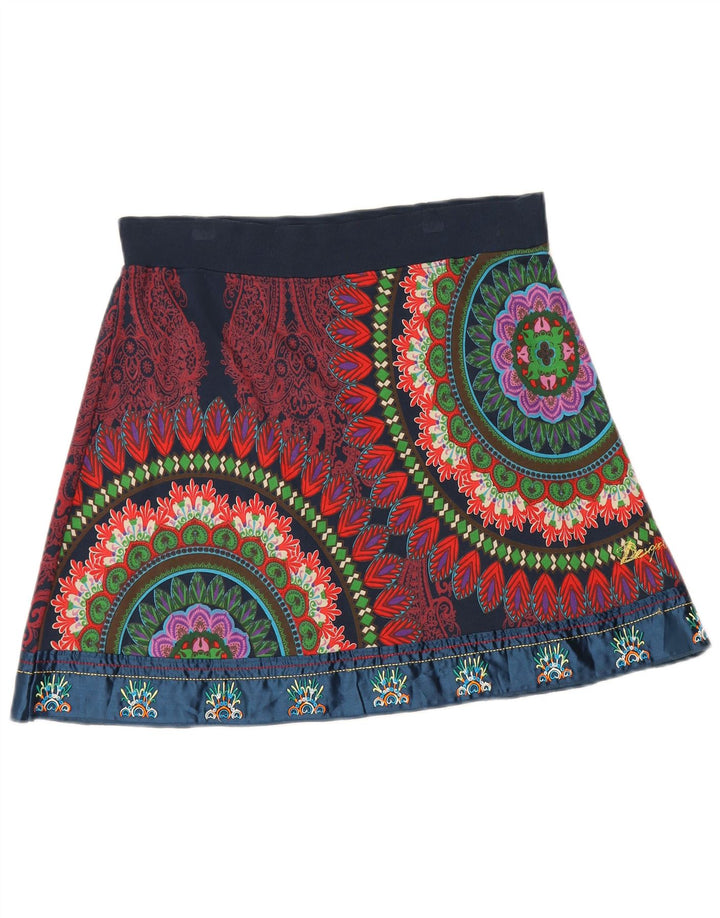 Desigual Womens Graphic Mini Skirt Large W32 Multicoloured Geometric Cotton