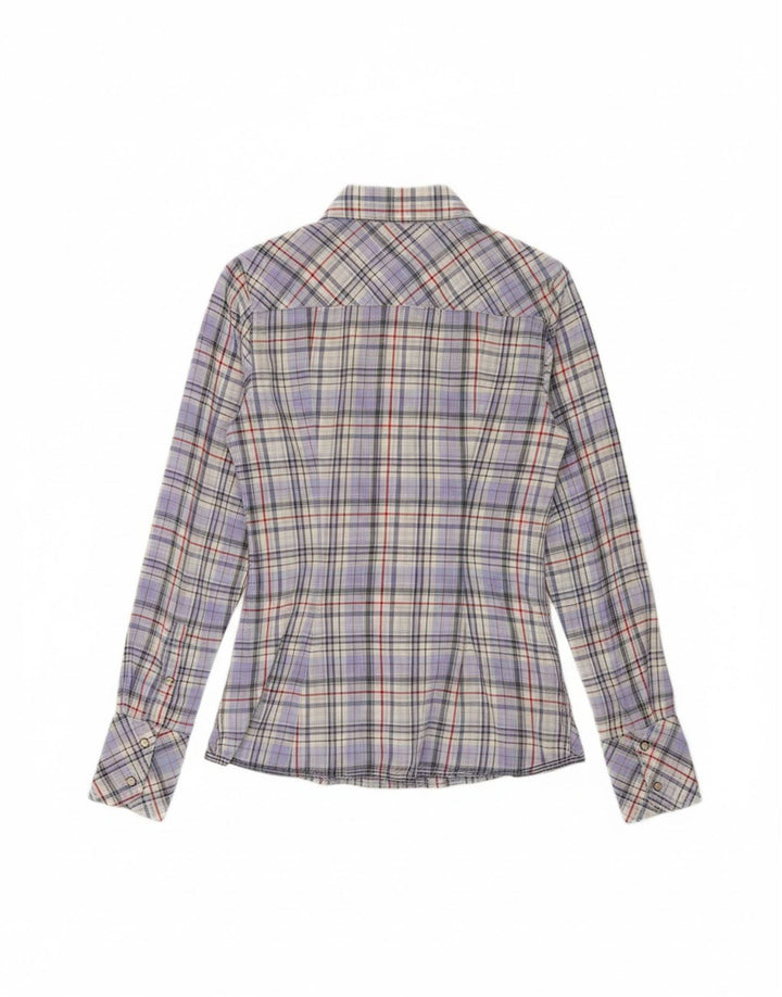 TOMMY HILFIGER Womens Shirt UK 8 Small Blue Check Cotton
