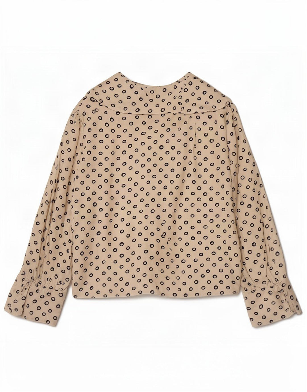 Vintage Womens Crop 3/4 Sleeve Blouse Top UK 12 Medium Beige Spotted