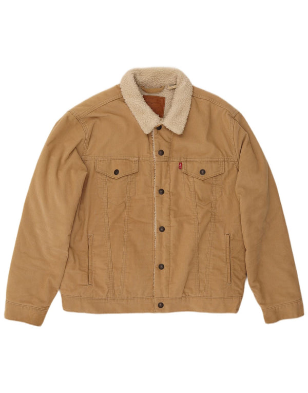 Levi's Mens Sherpa Corduroy Jacket UK 40 Large Beige Cotton