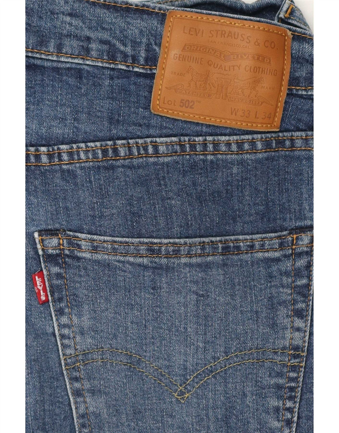 Levi's Mens 502 Tapered Jeans W33 L34 Blue Cotton