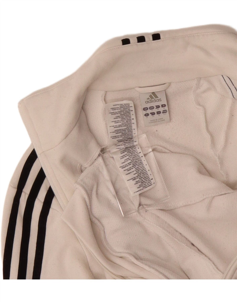 ADIDAS Womens Tracksuit Top Jacket UK 10 Small White Cotton Vintage Adidas and Second-Hand Adidas from Messina Hembry 