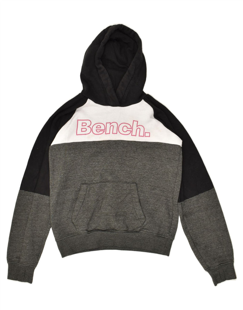 BENCH Boys Graphic Hoodie Jumper 13-14 Years Grey Colourblock Cotton | Vintage Bench | Thrift | Second-Hand Bench | Used Clothing | Messina Hembry 