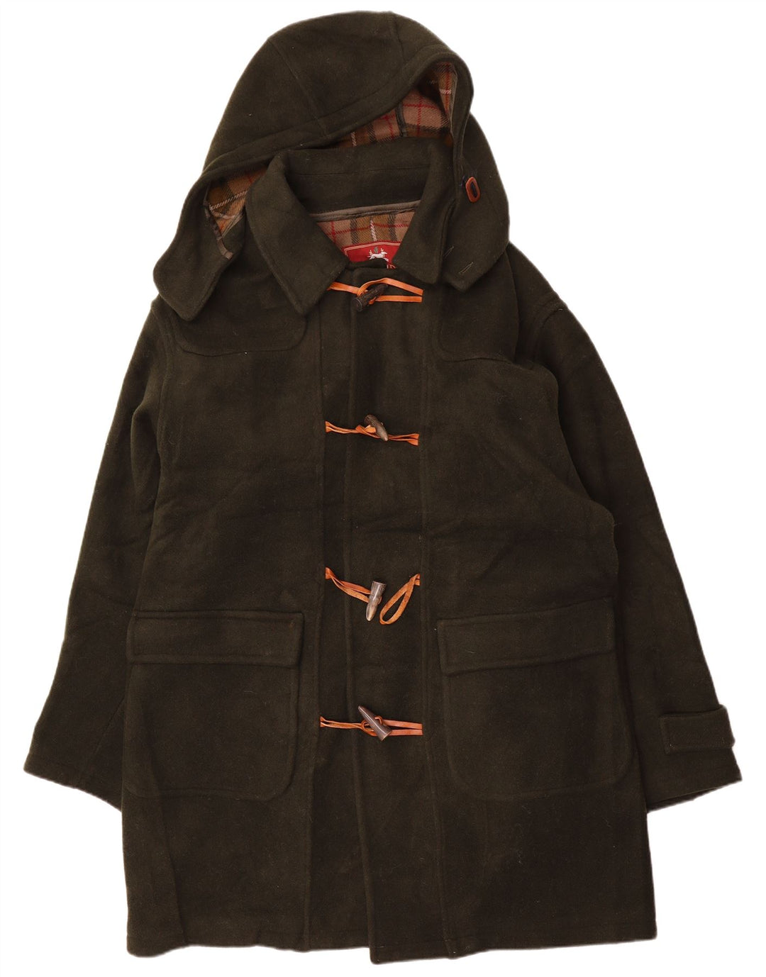 J. C. Twidd Mens Hooded Duffle Coat IT 50 Large Khaki Wool