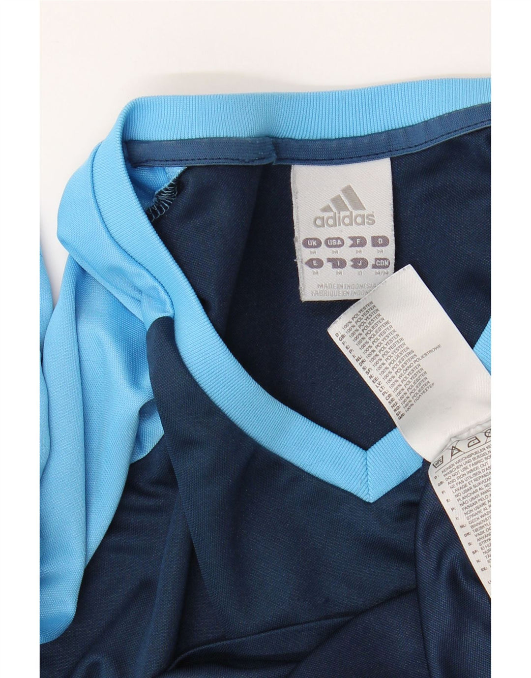 ADIDAS Mens Climalite T-Shirt Top Medium Navy Blue Colourblock Polyester