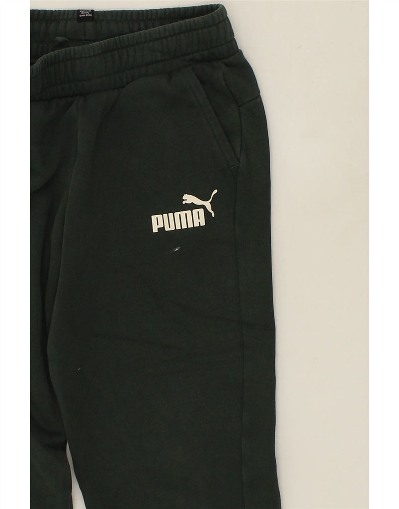 PUMA Boys Graphic Tracksuit Trousers Joggers 11-12 Years Green Cotton | Vintage Puma | Thrift | Second-Hand Puma | Used Clothing | Messina Hembry 