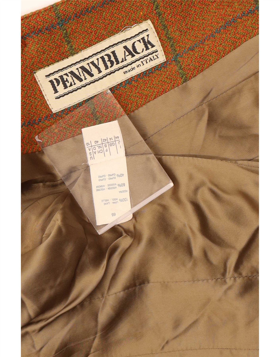 Penny Black Womens 2 Button Blazer Jacket UK 14 Medium Orange Check Wool