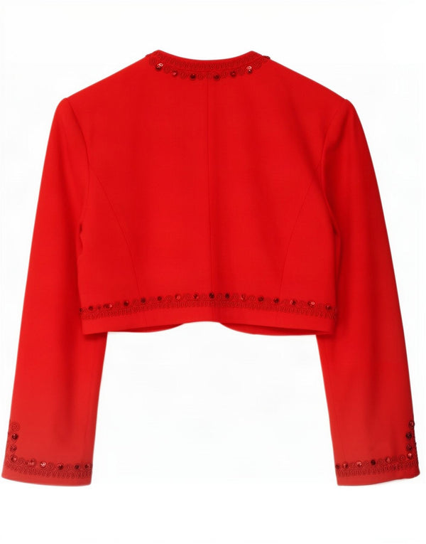 Libra Womens Bolero Jacket UK 12 Medium Red Acetate