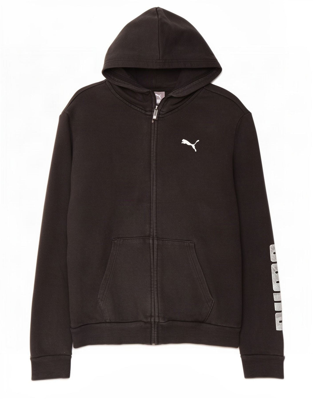 Puma Womens Graphic Zip Hoodie Sweater UK 14 Medium Black