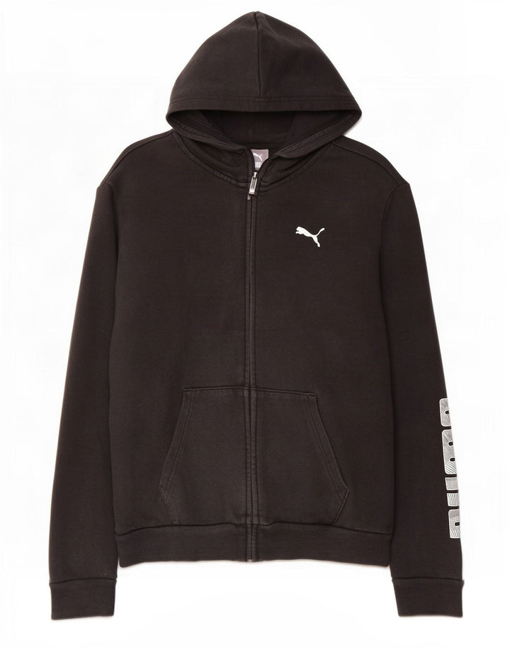 Puma Womens Graphic Zip Hoodie Sweater UK 14 Medium Black