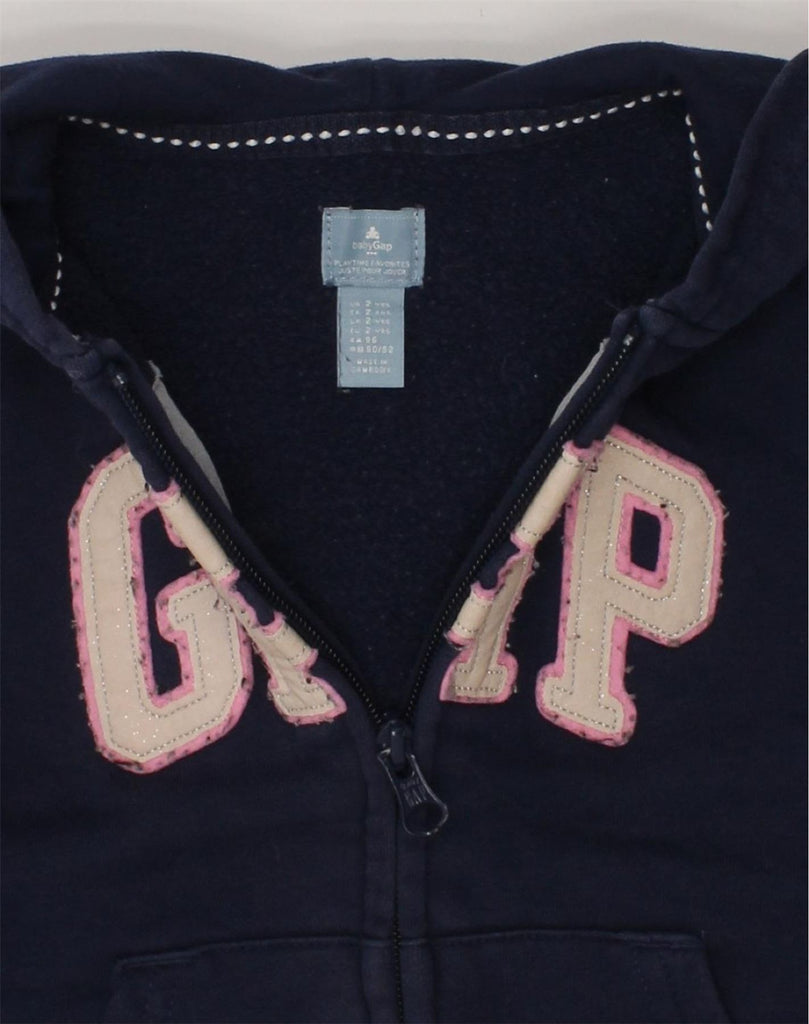 GAP Baby Girls Graphic Zip Hoodie Sweater 18-24 Months Navy Blue Cotton | Vintage Gap | Thrift | Second-Hand Gap | Used Clothing | Messina Hembry 