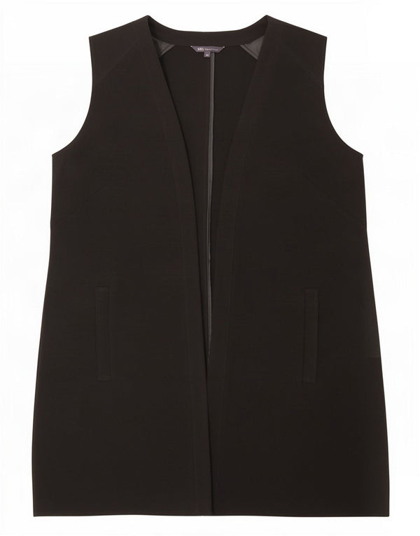Marks & Spencer Womens Longline Waistcoat UK 18 XL Black Polyester