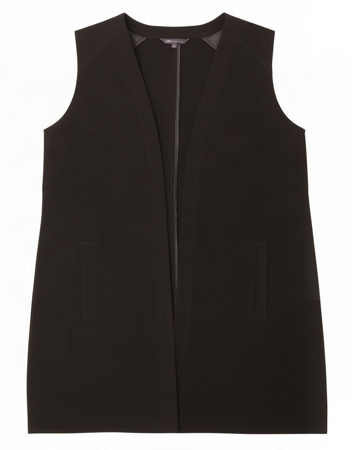 Marks & Spencer Womens Longline Waistcoat UK 18 XL Black Polyester
