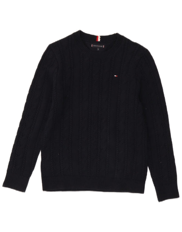 Tommy Hilfiger Boys Boat Neck Jumper Sweater 13-14 Years Navy Blue Cotton