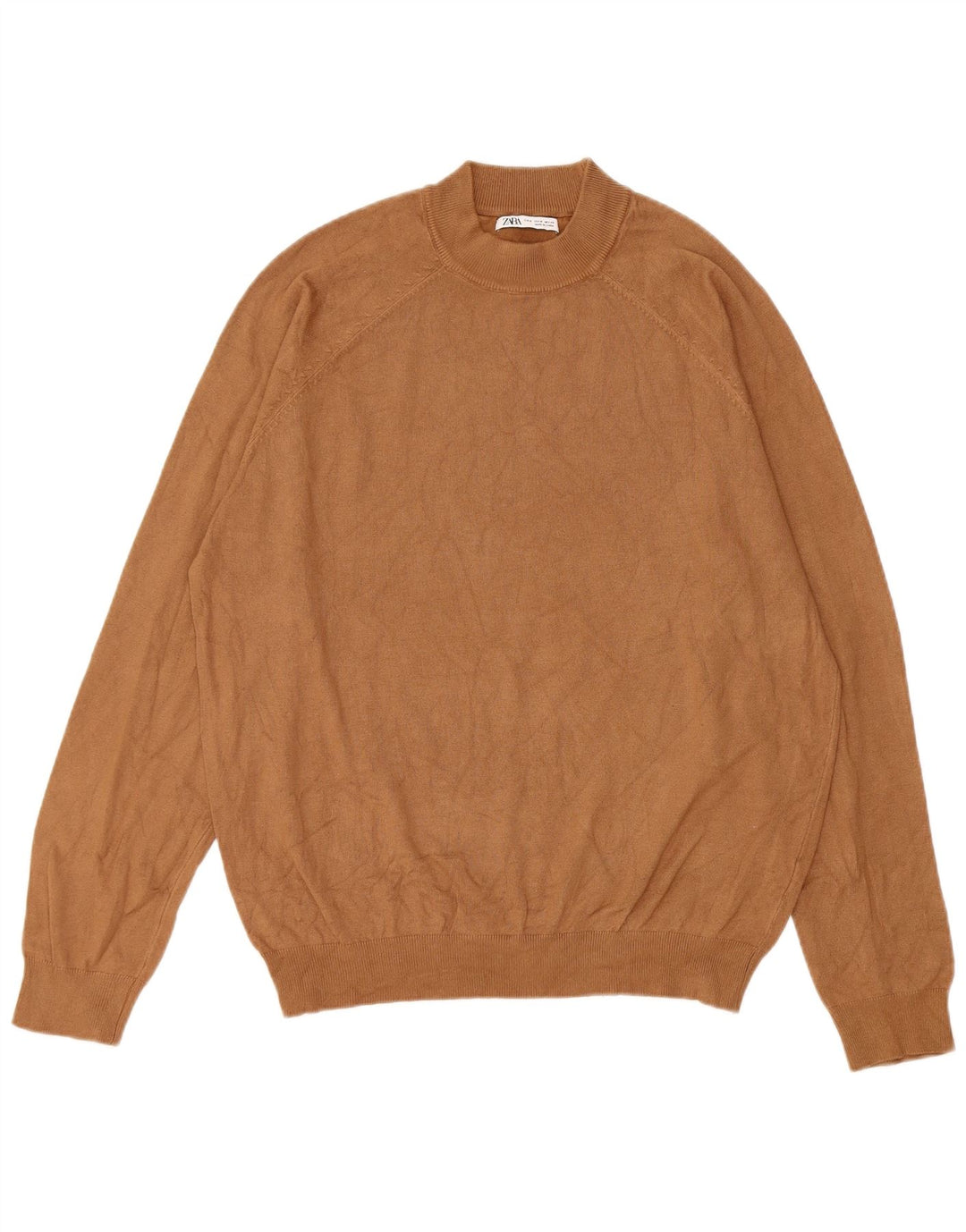 Zara Mens Crew Neck Jumper Sweater Medium Beige
