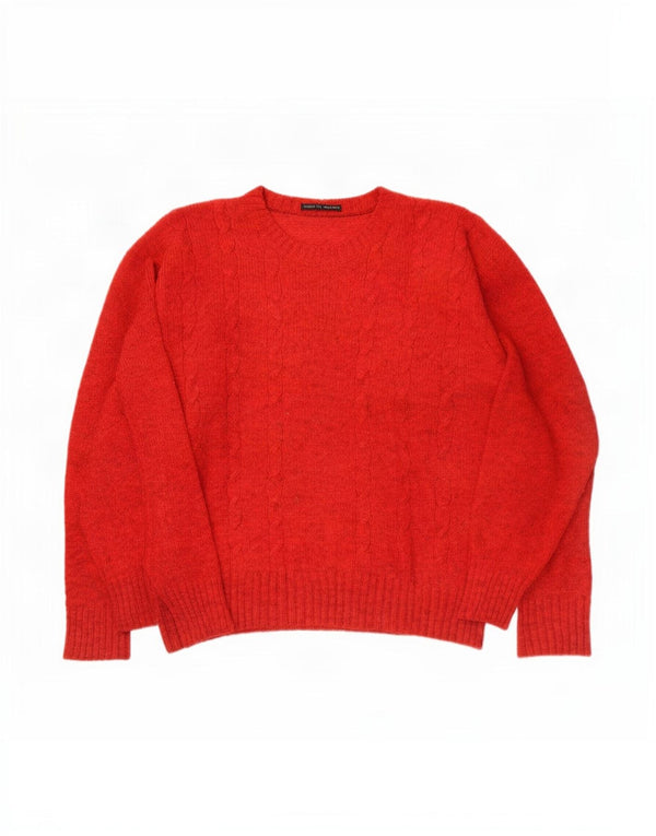 St. Bernard Mens Boat Neck Jumper Sweater Small Red Flecked Wool