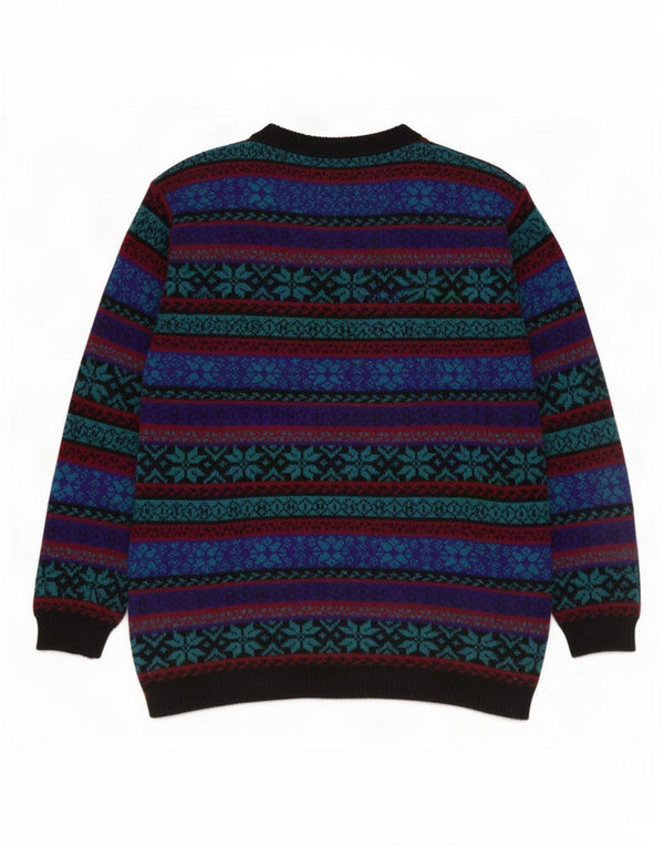 Alfred Dunner Mens Boat Neck Jumper Sweater Medium Multicoloured Fair Isle