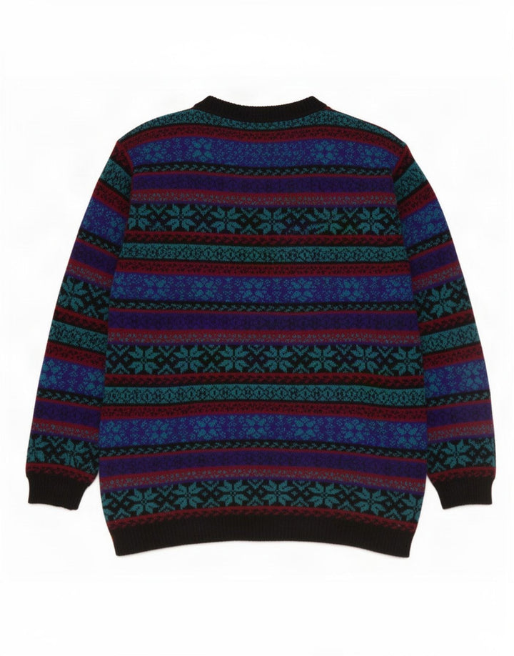 Alfred Dunner Mens Boat Neck Jumper Sweater Medium Multicoloured Fair Isle