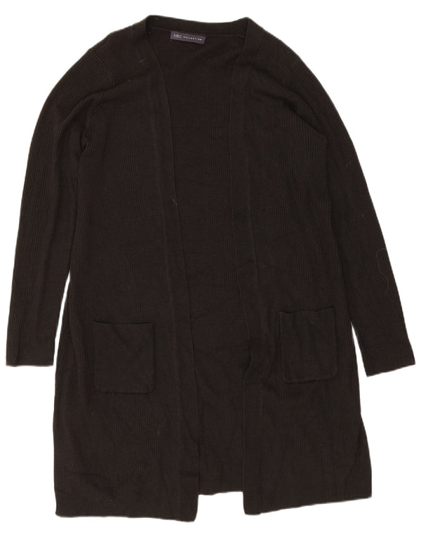 Marks & Spencer Womens Longline Open Cardigan Sweater UK 16 Large Black
