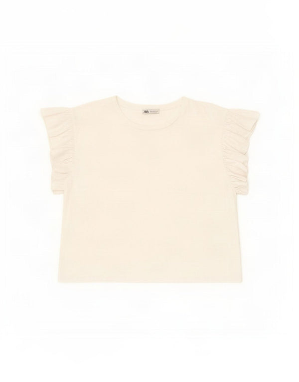 Zara Womens T-Shirt Top UK 16 Large White Cotton